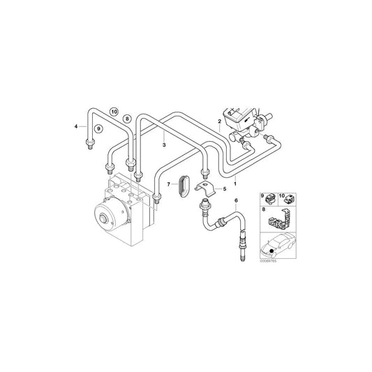 Genuine BMW 34326755801 E46 Pipeline With Pressure Hose M12/M12 (Inc. 318td, 316ti & 330d)