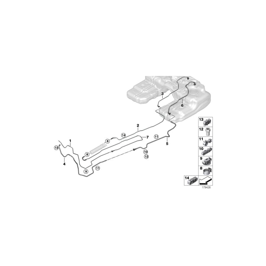 Genuine BMW 16127207421 E70 F15 E71 Fuel Feed Line (Inc. X5)