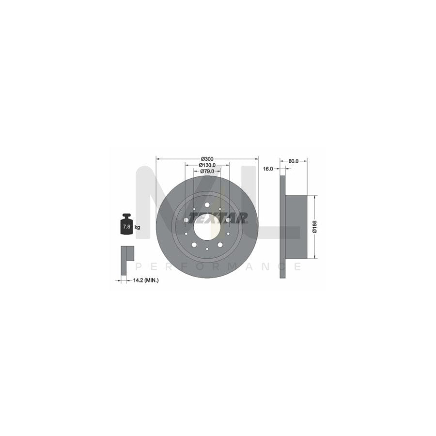 TEXTAR 92157600 Brake Disc Solid, without wheel hub, without wheel studs  - 1 piece