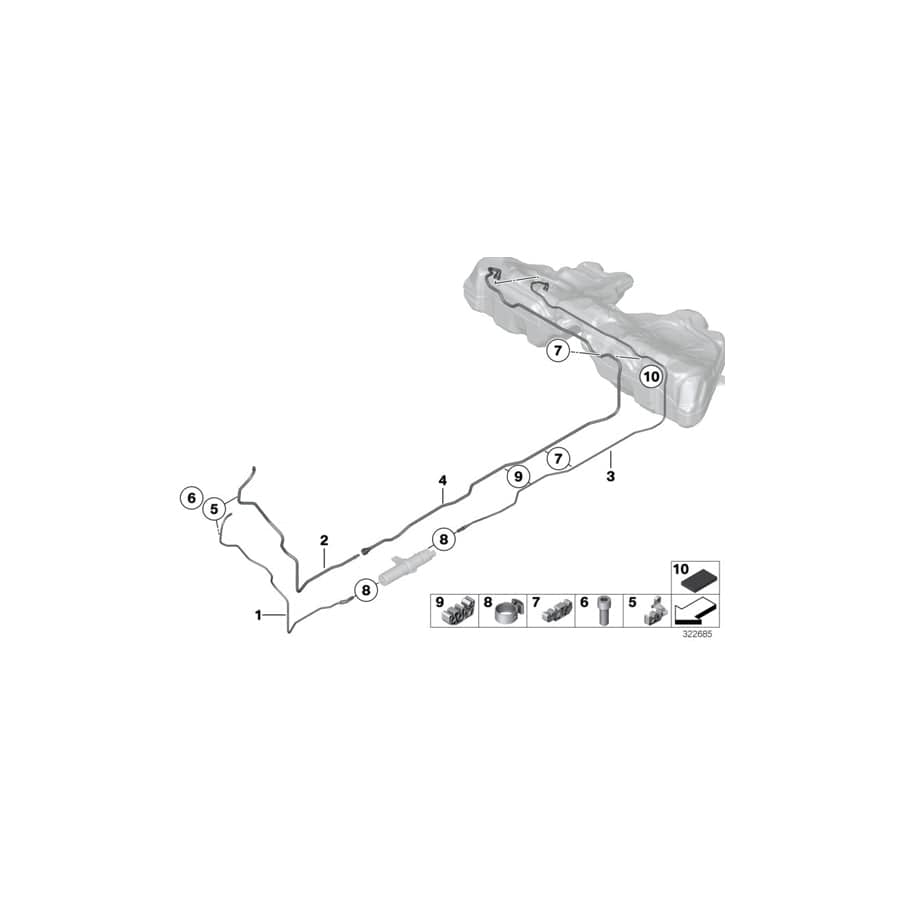 Genuine BMW 16127205307 F11 F10 F06 Return Line, Rear (Inc. M550dX, 640d & 640dX)