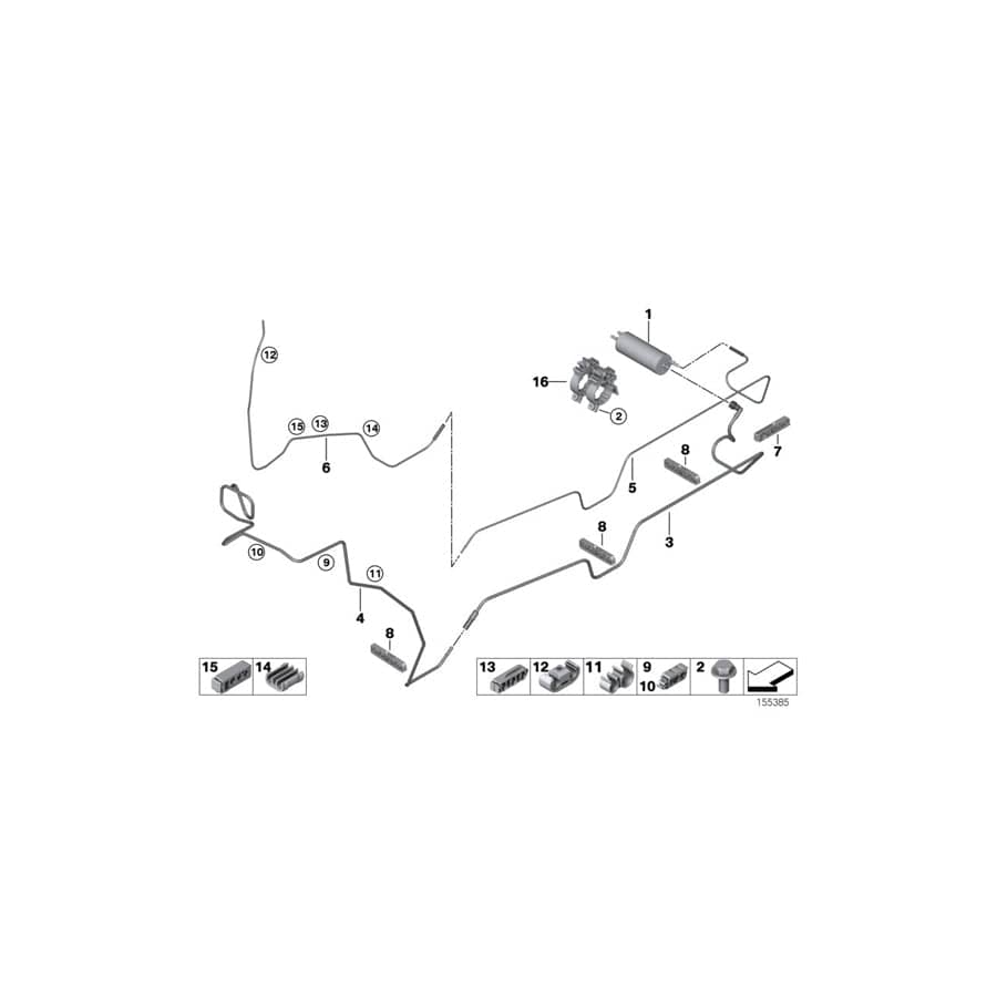 Genuine BMW 16127175085 E53 Rear Fuel Feed Line II (Inc. X5)