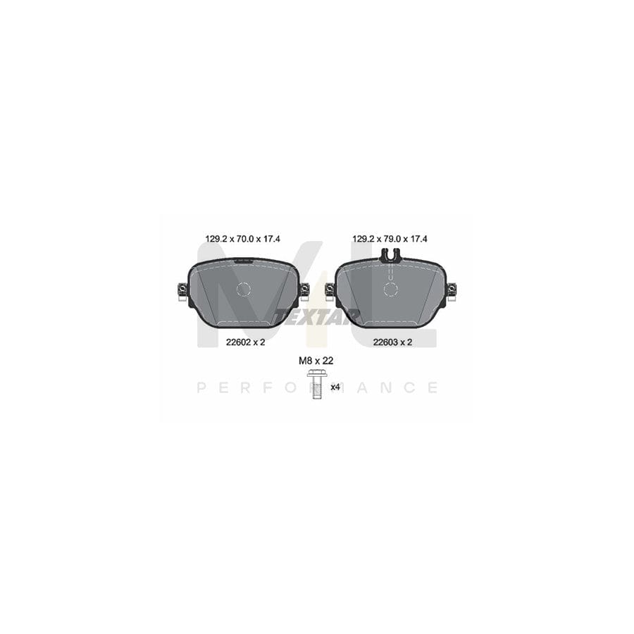 TEXTAR 2260203 Brake pad set prepared for wear indicator, with brake caliper screws