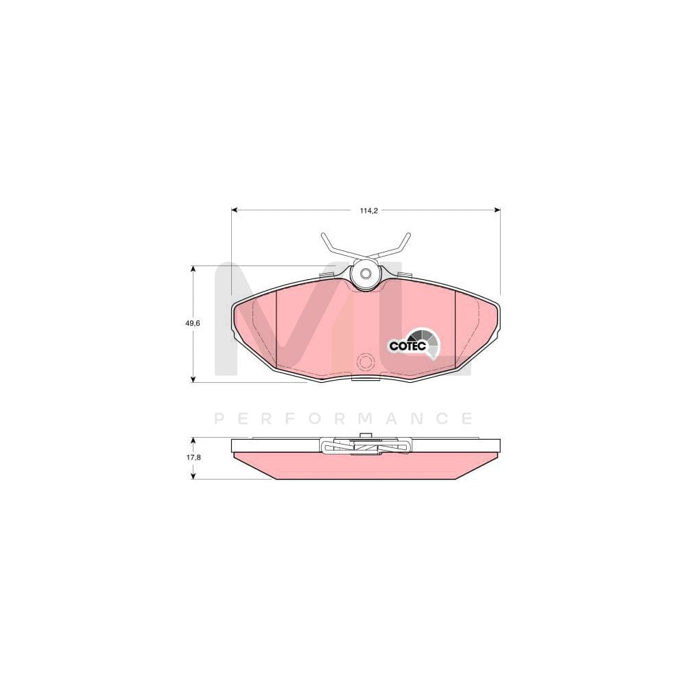 TRW Cotec Gdb1398 Brake Pad Set Not Prepared For Wear Indicator
