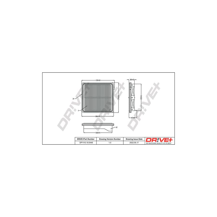 Dr!Ve+ Dp1110.10.0448 Air Filter For Honda Civic Viii Saloon (Fd, Fa)
