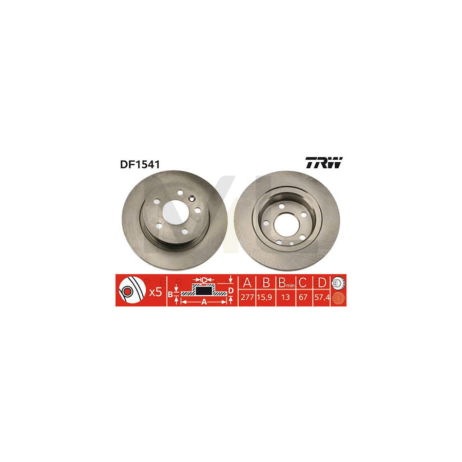 TRW DF1541 Brake Disc for Solid  - 1 piece