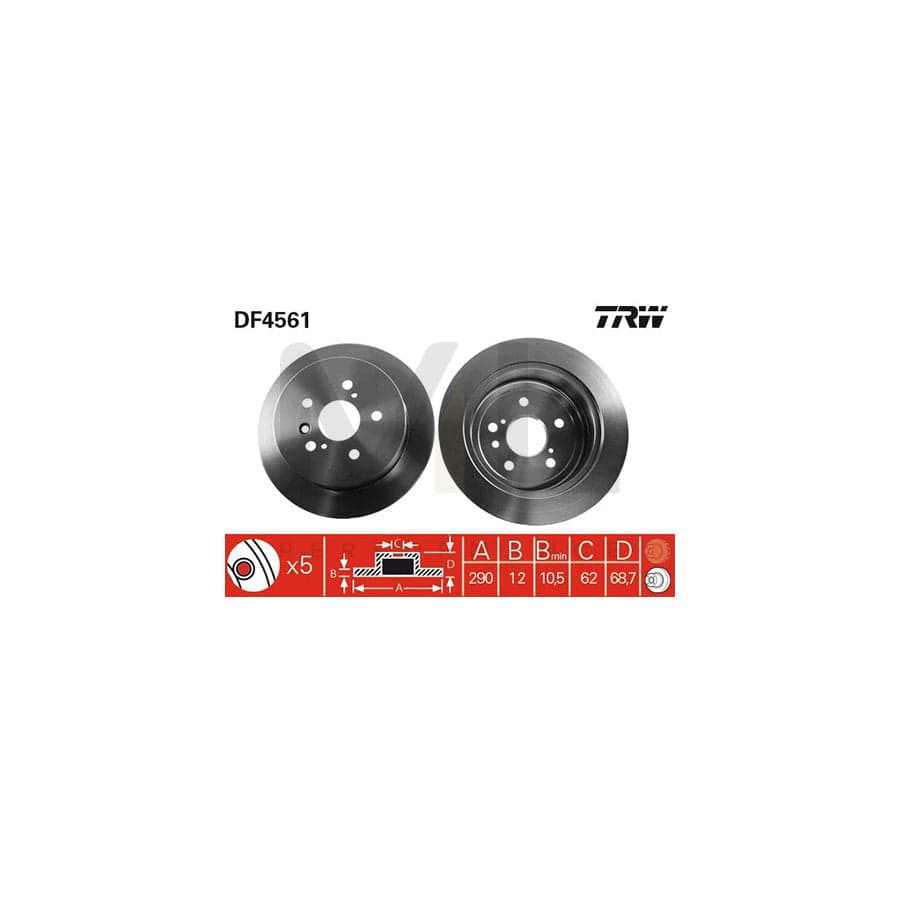 TRW DF4561 Brake Disc Solid, Painted  - 1 piece