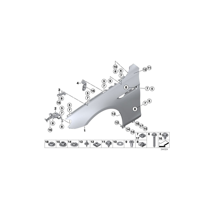 Genuine BMW 41357230579 F12 F06 F13 Side Panel Bracket, Front Left 2 (Inc. 650i, M6 & 650iX 4.0)