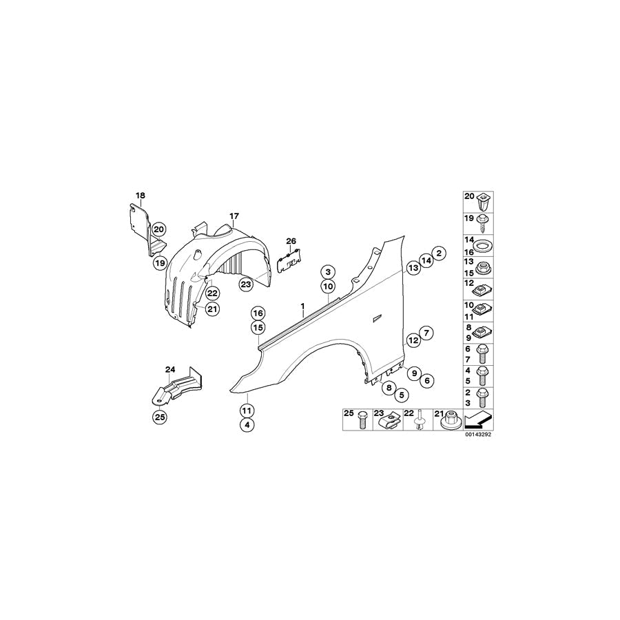 Genuine BMW 41357111430 E61 E60 Side Panel, Front Right (Inc. 520d, 535i & 545i)