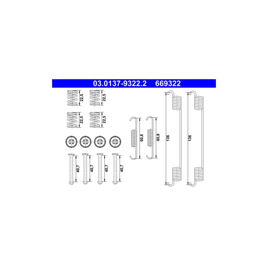 ATE 03.0137-9322.2 Accessory Kit, Brake Shoes for FORD Ecosport Mk2