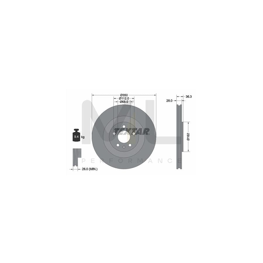TEXTAR PRO+ 92290405 Brake Disc Internally Vented, Coated, High-carbon, without wheel hub, without wheel studs  - 1 piece