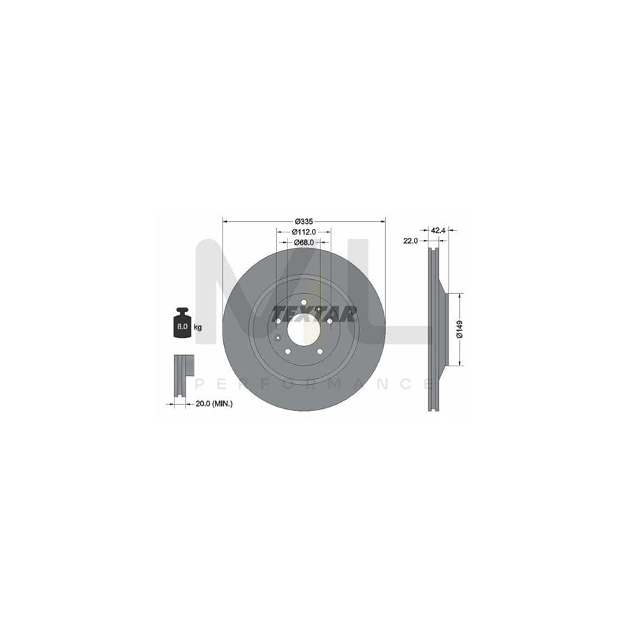 TEXTAR PRO+ 92177005 Brake Disc Externally Vented, Coated, High-carbon, without wheel hub, without wheel studs  - 1 piece