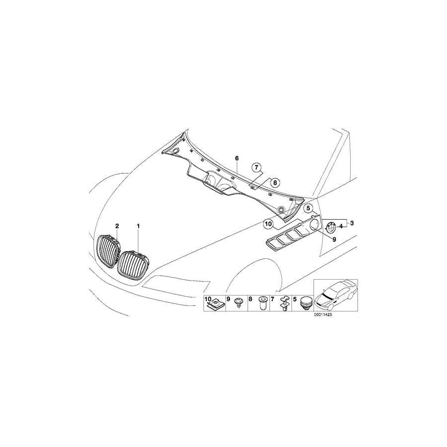 Genuine BMW 51130031434 E36 Grille Right (Inc. Z3)