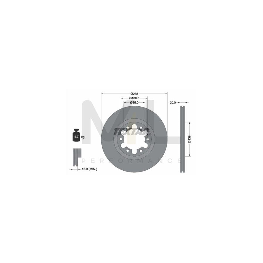 TEXTAR 92235900 Brake Disc for MAZDA E-Series Internally Vented, without wheel hub, without wheel studs  - 1 piece