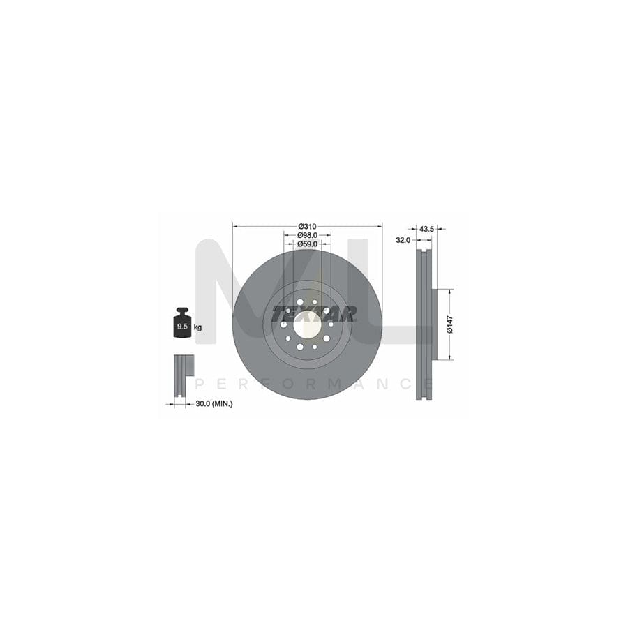 TEXTAR 92118100 Brake Disc Internally Vented, without wheel hub, without wheel studs  - 1 piece