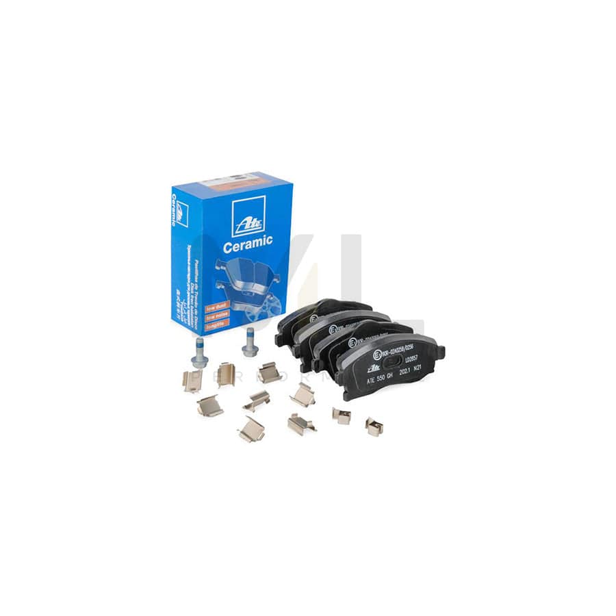 ATE Ceramic 13.0470-2857.2 Brake pad set with acoustic wear warning, with brake caliper screws, with accessories
