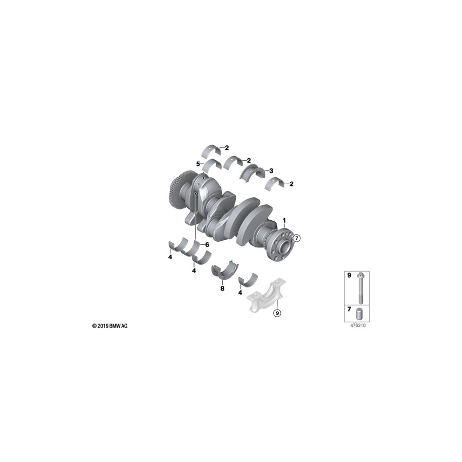 Genuine BMW 11218573915 Guide-Bearing Shell Blue 56,00mm (Inc. 216d, One D & Cooper D)