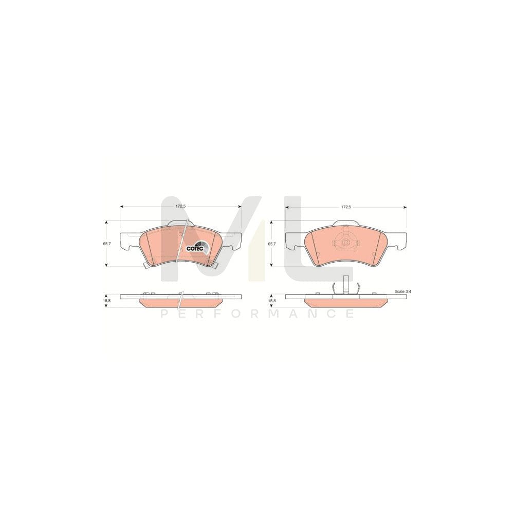 TRW Cotec Gdb4129 Brake Pad Set Incl. Wear Warning Contact