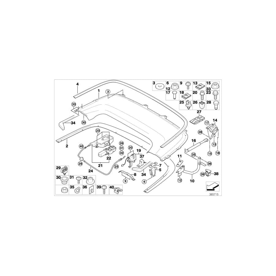 Genuine BMW 62212306608 E46 Clip (Inc. 330Cd, 320Cd & M3)