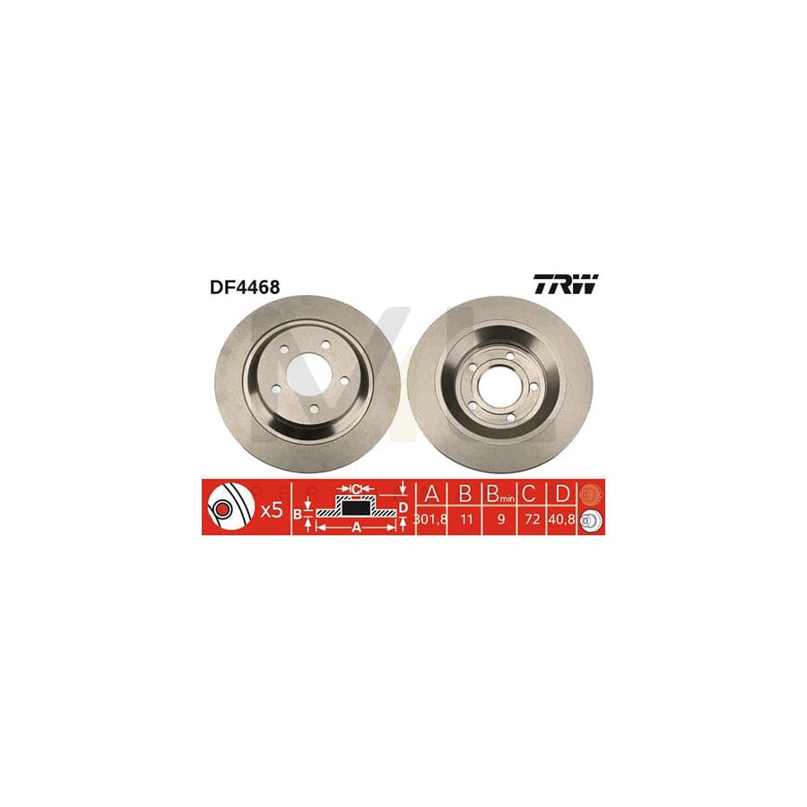 TRW DF4468 Brake Disc Solid, Painted  - 1 piece