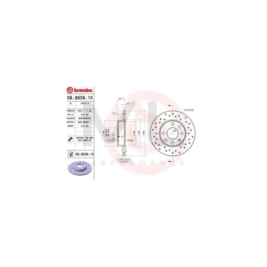 brembo-xtra-line-08-8638-1x-brake-disc-perforated-solid-coated-with-bolts-screws
