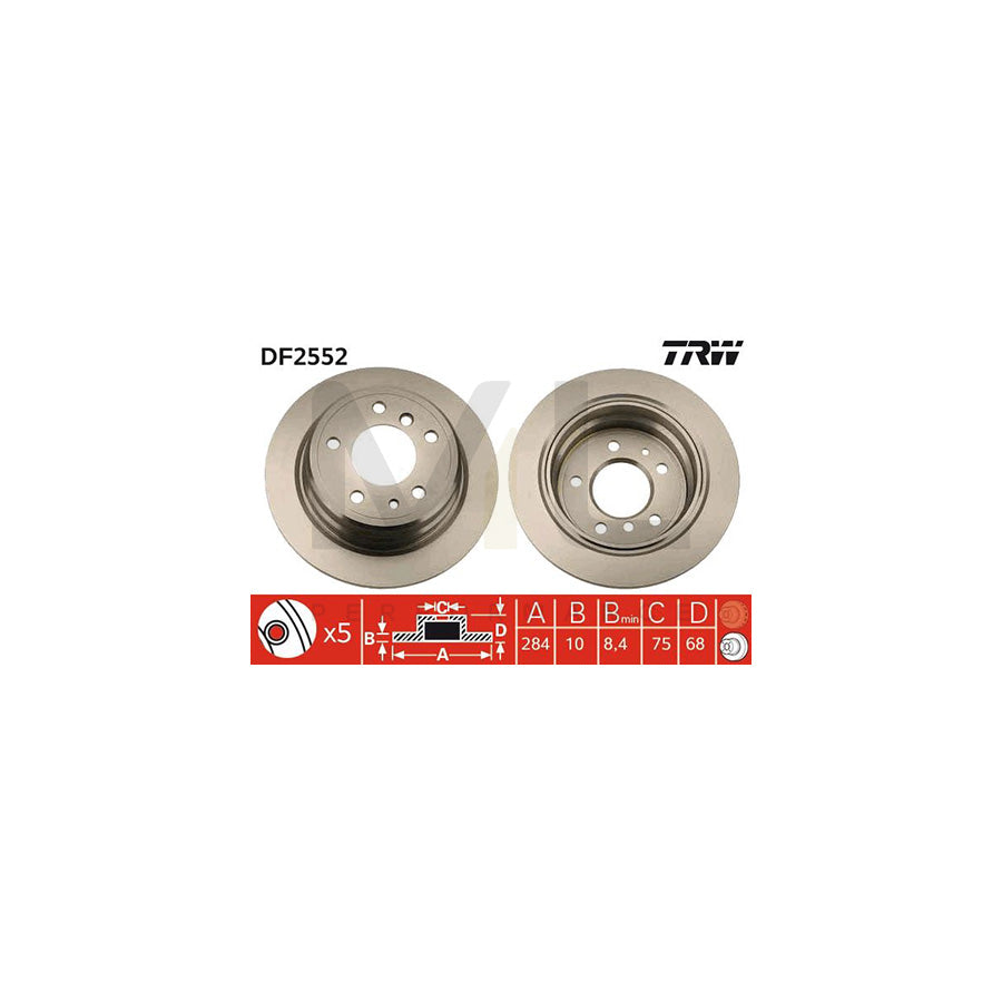 TRW DF2552 Brake Disc for BMW 7 (E23) Solid  - 1 piece