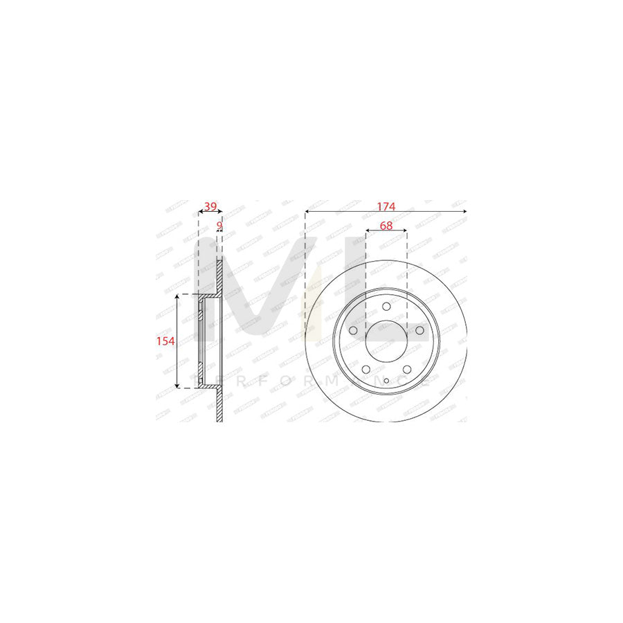 Ferodo DDF2533C Brake Disc Solid  - Pair