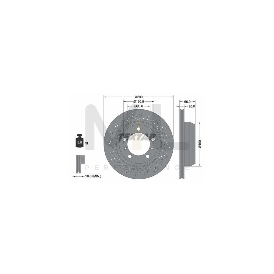 TEXTAR PRO 92165303 Brake Disc Internally Vented, Perforated, Coated, without wheel hub, without wheel studs  - 1 piece