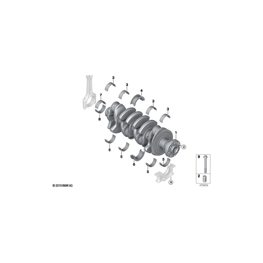 Genuine BMW 11218656481 F44 F40 Guide-Bearing Shell Green 55,00mm  (Inc. X2 M35iX, JCW ALL4 & M235iX)