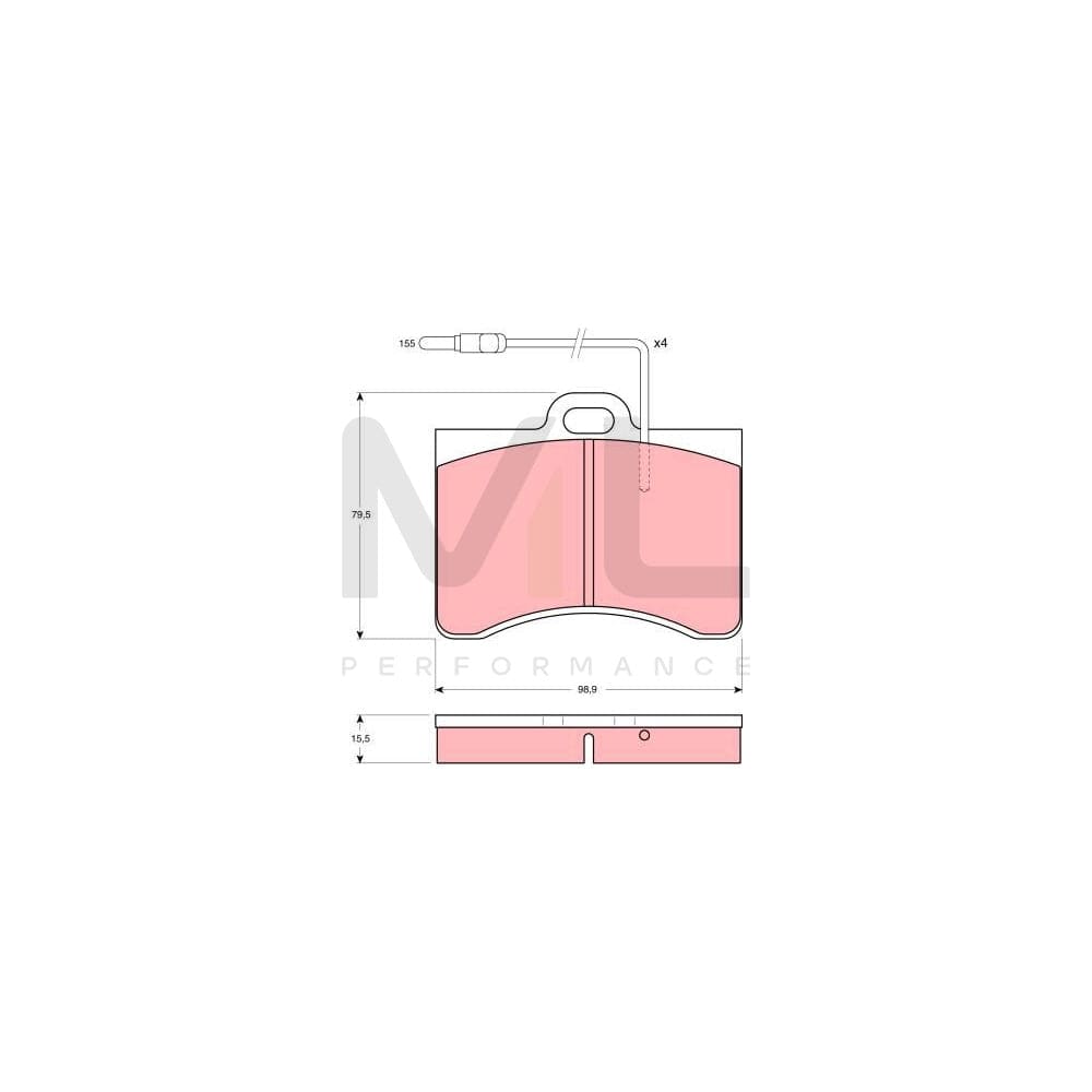 TRW Gdb165 Brake Pad Set Incl. Wear Warning Contact