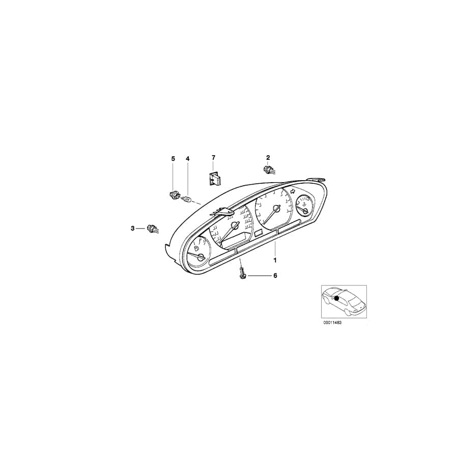 Genuine BMW 62118371581 E36 At-Instrument Cluster, Uncoded MPH (Inc. Z3 1.9)