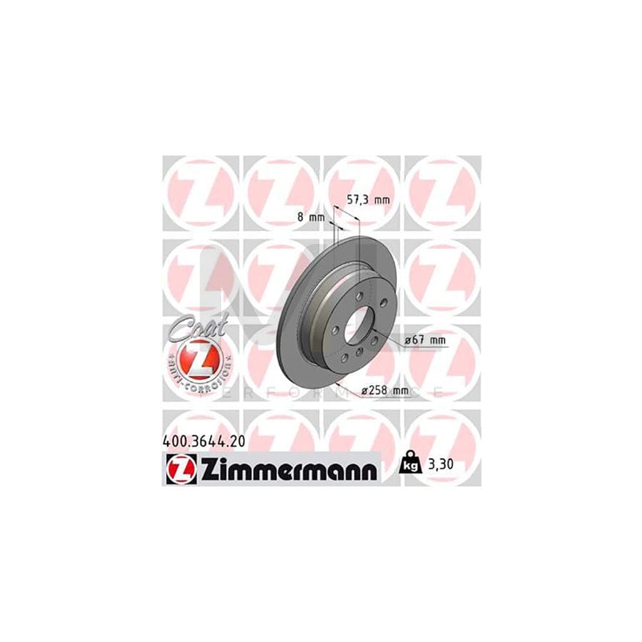 ZIMMERMANN COAT Z 400.3644.20 Brake Disc Solid, Coated  - 1 piece