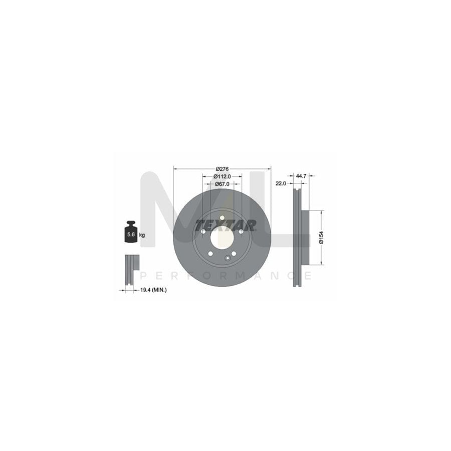 TEXTAR PRO 92131903 Brake Disc Internally Vented, Coated, without wheel hub, without wheel studs  - 1 piece