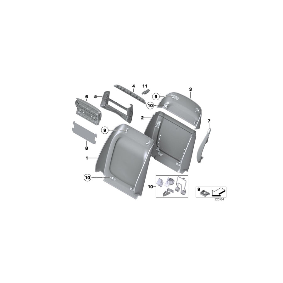 Genuine BMW 52107844588 F10 Rear Section, Comfort Seat, Lower X3A9 SILV.STONE (Inc. M5)