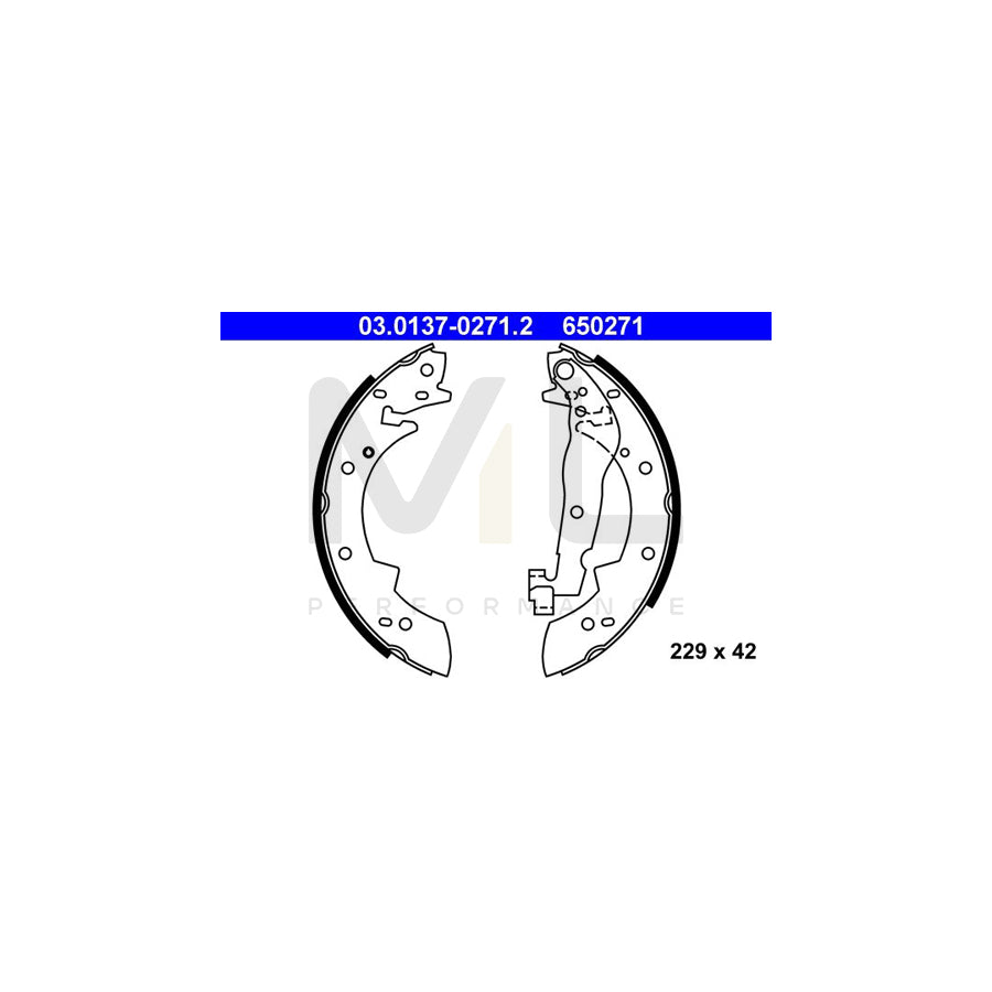 ATE 03.0137-0271.2 Brake Shoe Set with lever