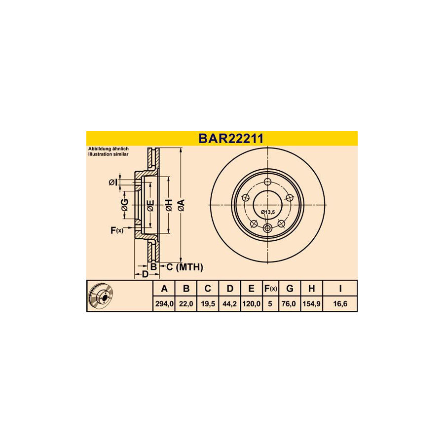 Barum Bar22211 Brake Disc