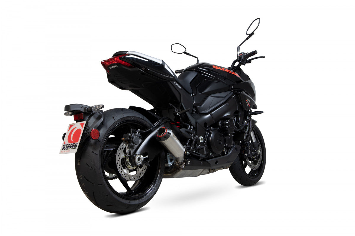 Scorpion PSI125SEO Suzuki GSX-S 1000 Katana Red Power Slip-On - Brushed Stainless Steel Sleeve | ML Performance UK UK
