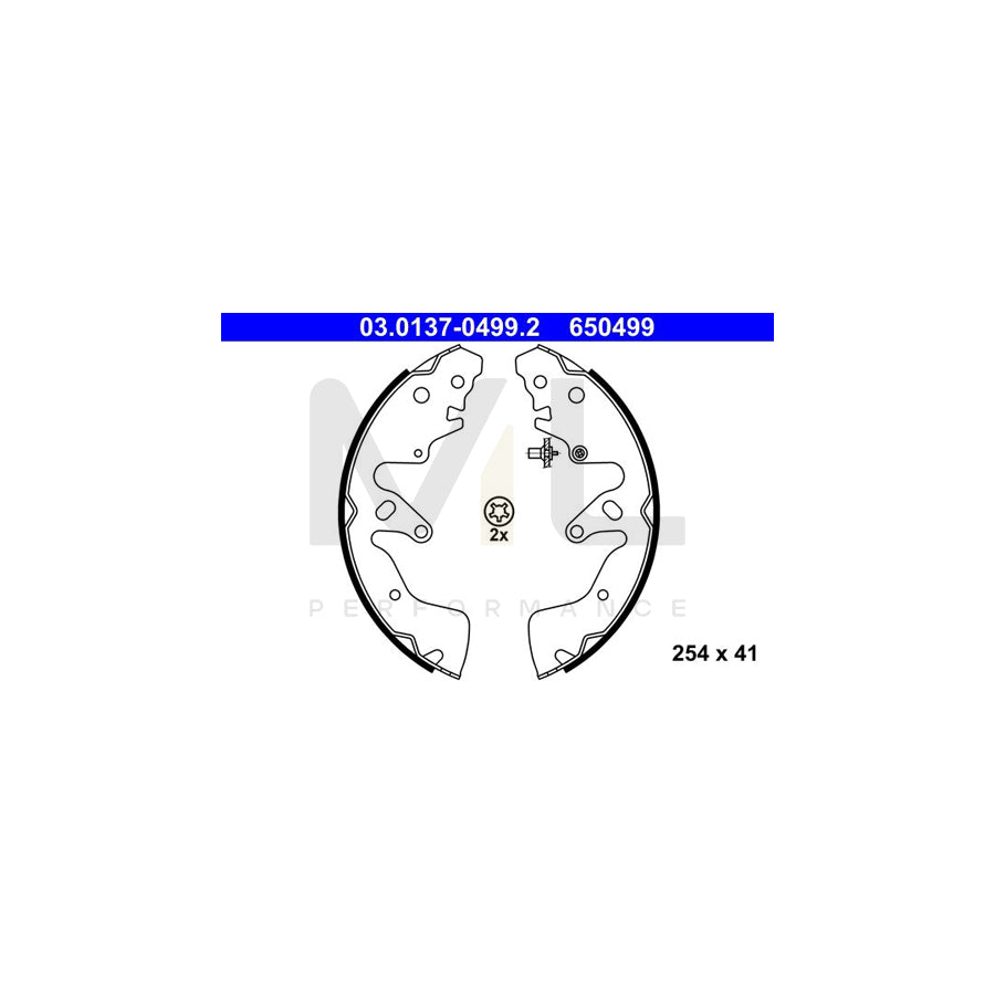 ATE 03.0137-0499.2 Brake Shoe Set for SUZUKI Grand Vitara II Off-Road (JT, TE, TD) without lever