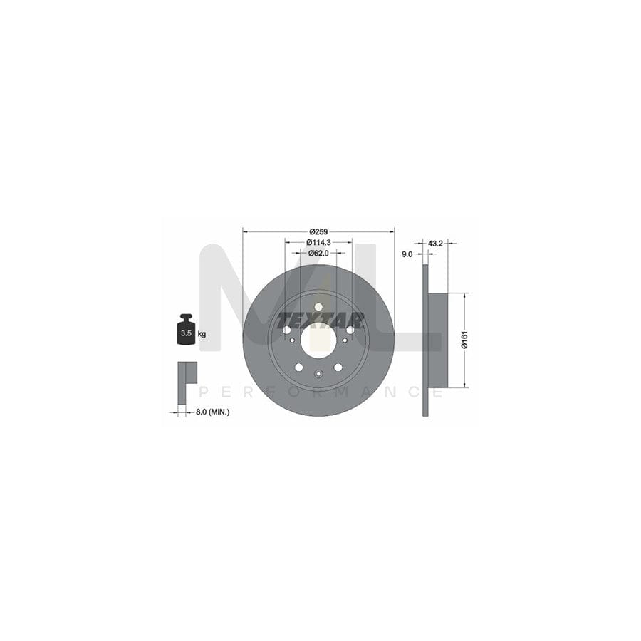 TEXTAR PRO 92268403 Brake Disc Solid, Coated, without wheel hub, without wheel studs  - 1 piece