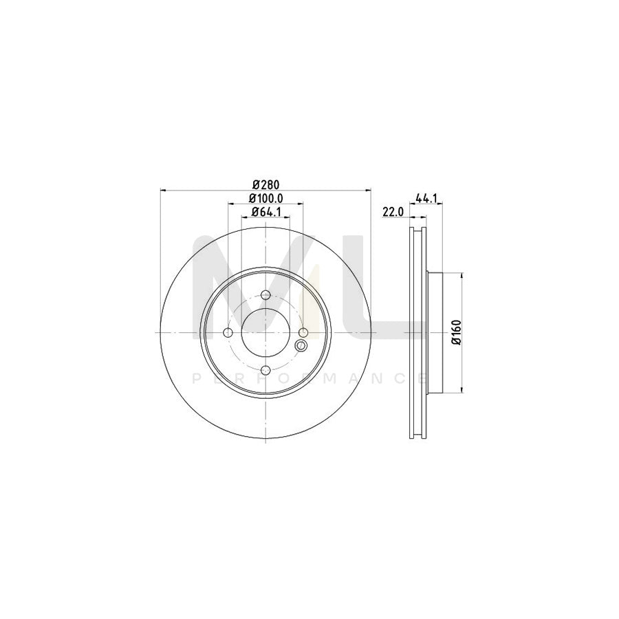 HELLA PRO High Carbon 8DD 355 128-681 Brake Disc Internally Vented, Coated, High-carbon, without wheel hub, without wheel studs | ML Performance Car Parts