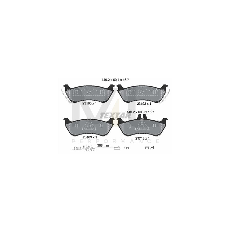 TEXTAR 2319002 Brake pad set suitable for MERCEDES-BENZ ML-Class (W163) prepared for wear indicator, with accessories