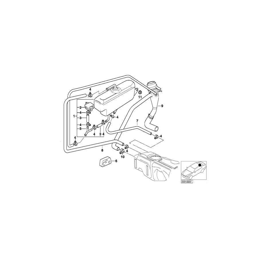 Genuine BMW 16131183697 E36 Expansion Tank (Inc. 318ti)