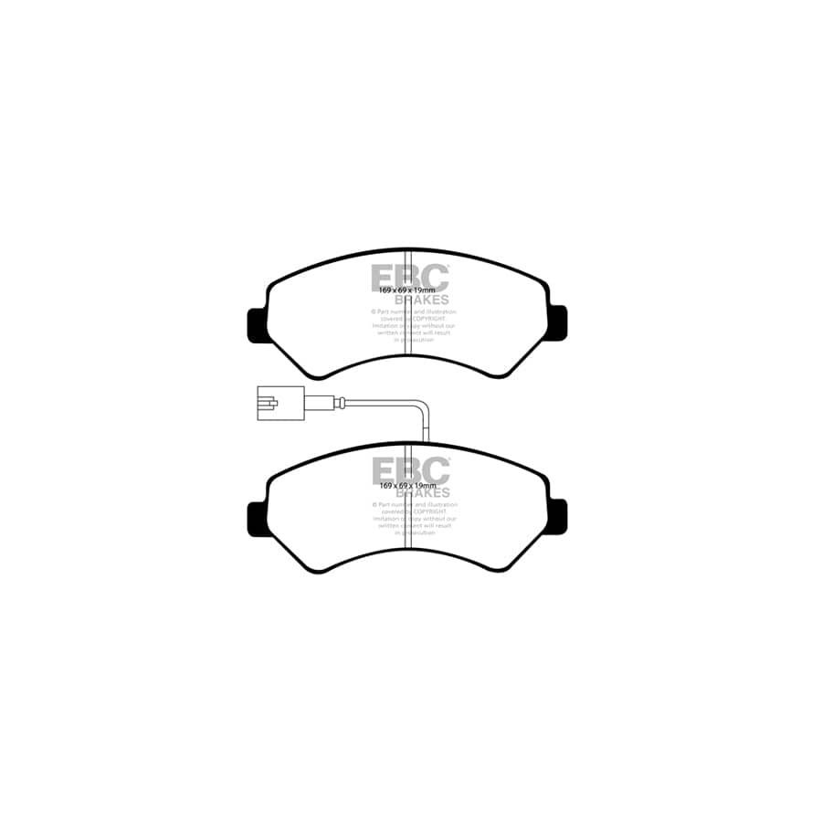 EBC PD03KF1413 Citroen Fiat Peugeot Yellowstuff Front Brake Pad & Plain Disc Kit - Brembo Caliper 2 | ML Performance UK Car Parts