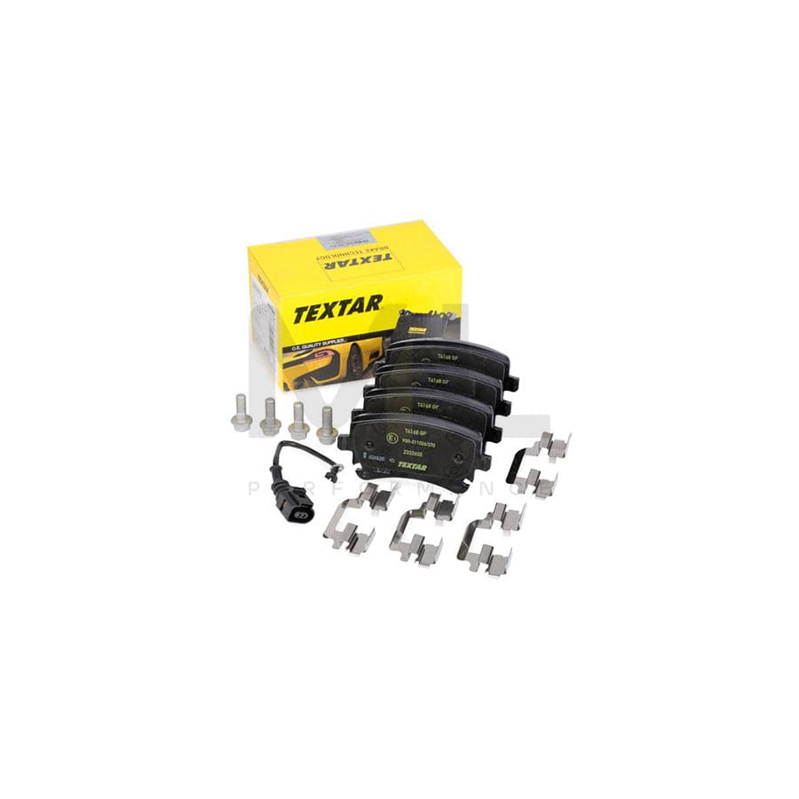 TEXTAR 2332602 Brake pad set incl. wear warning contact, with brake caliper screws, with accessories