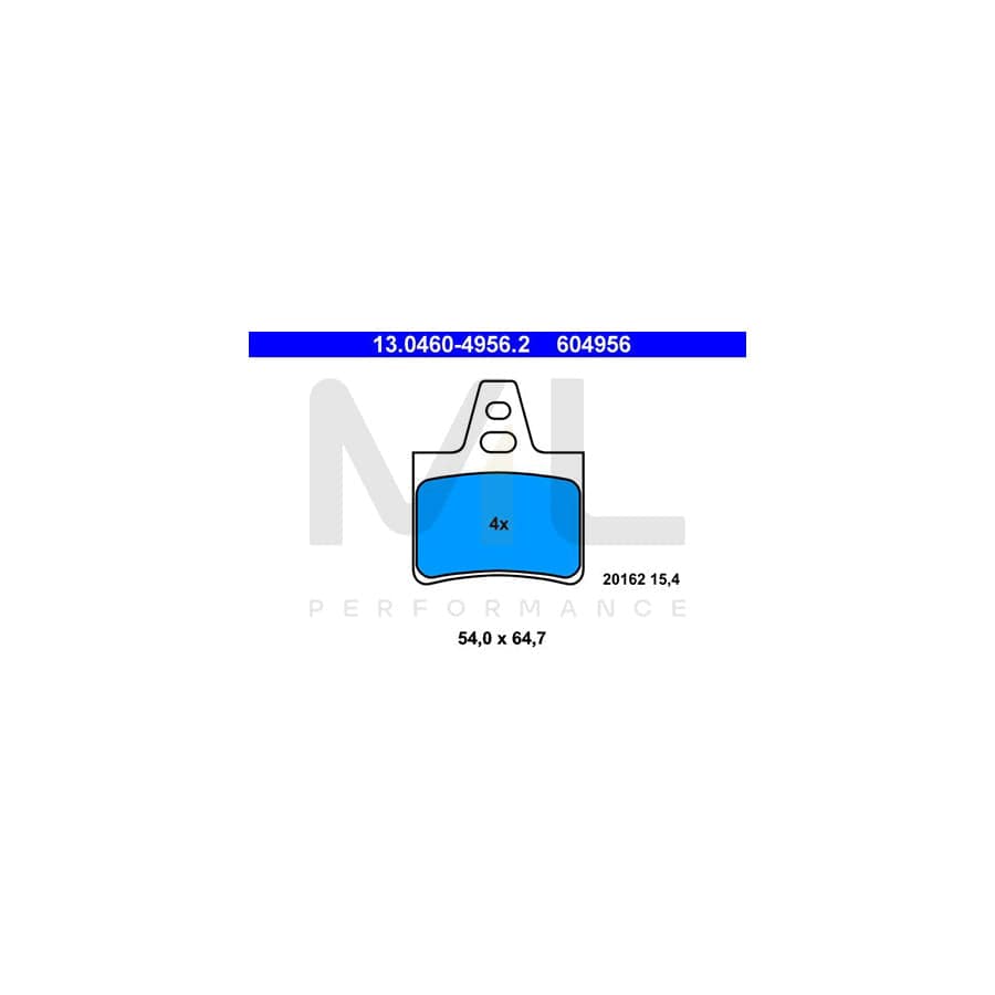 ATE 13.0460-4956.2 Brake pad set excl. wear warning contact, not prepared for wear indicator
