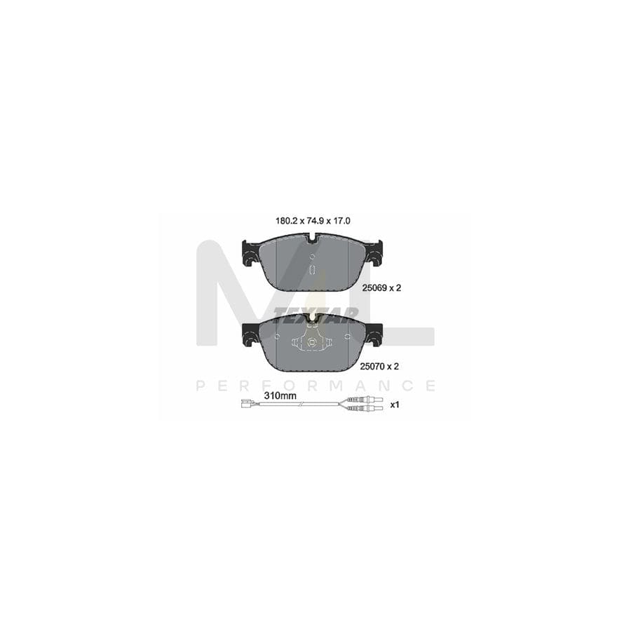 TEXTAR 2506901 Brake pad set incl. wear warning contact