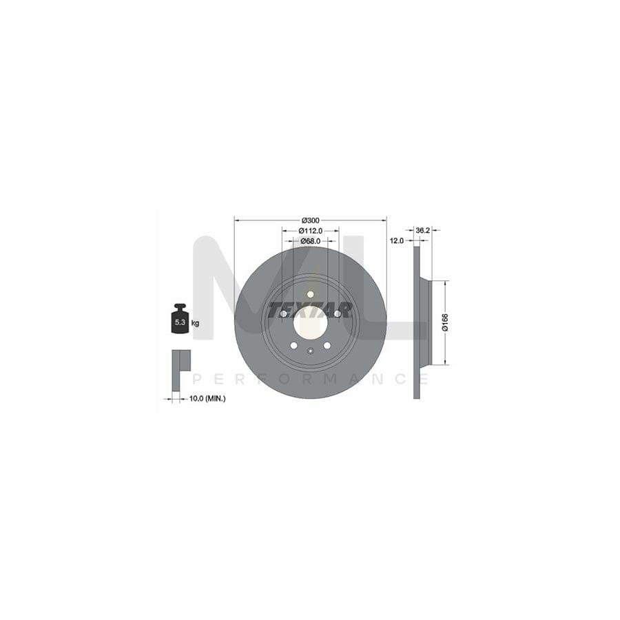 TEXTAR 92160100 Brake Disc Solid, without wheel hub, without wheel studs  - 1 piece