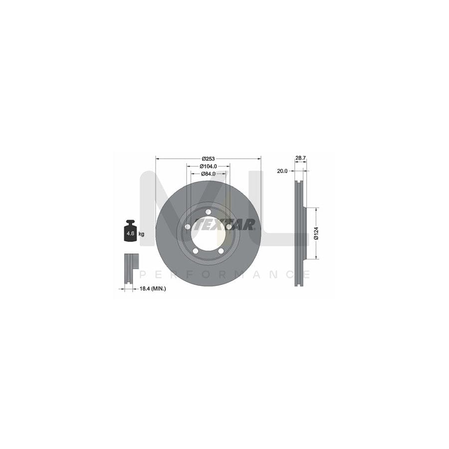 TEXTAR 92093700 Brake Disc Internally Vented, without wheel hub, without wheel studs  - 1 piece