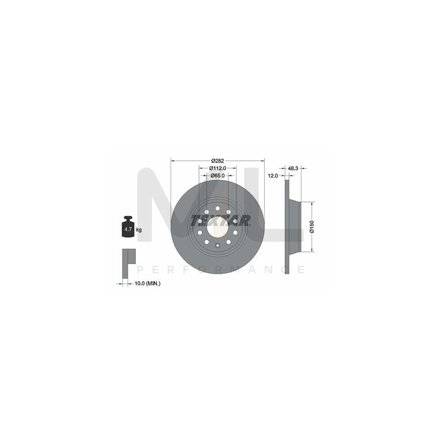 TEXTAR 92140800 Brake Disc Solid, without wheel hub, without wheel studs  - 1 piece