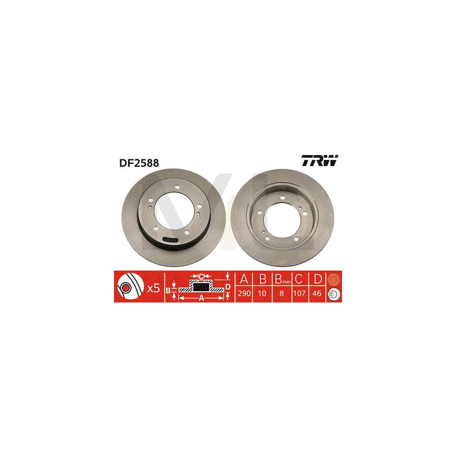 TRW DF2588 Brake Disc Solid, Painted  - 1 piece