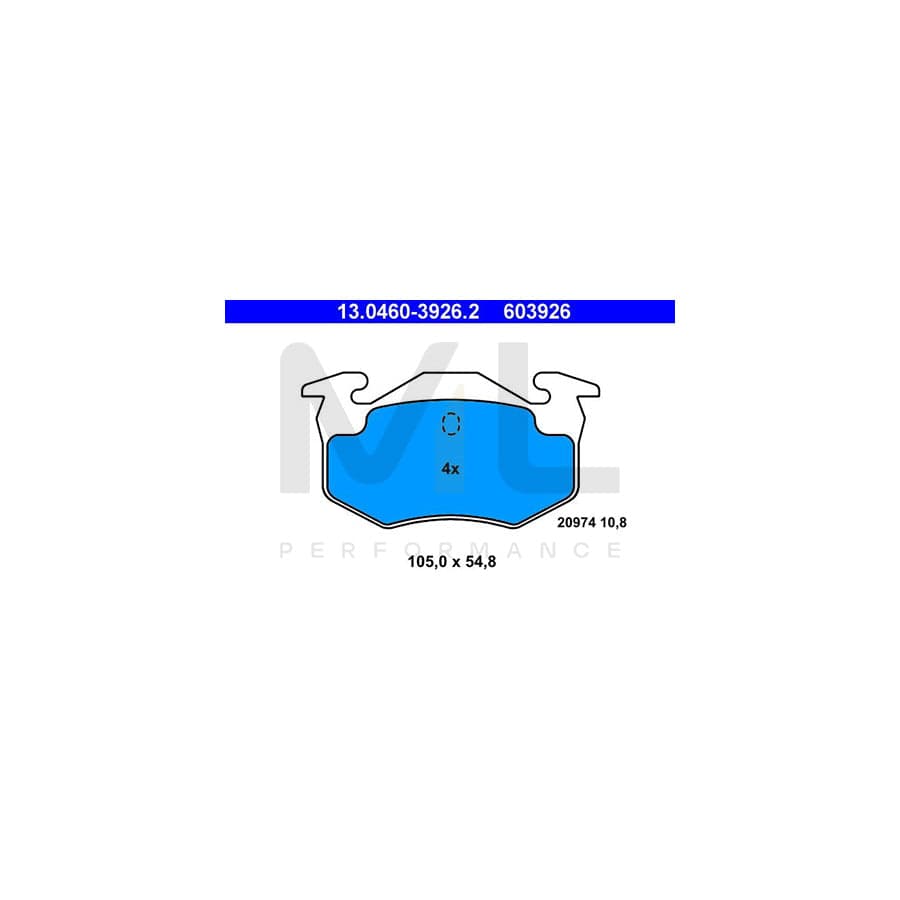 ATE 13.0460-3926.2 Brake pad set for RENAULT Clio II Hatchback (BB, CB) excl. wear warning contact, not prepared for wear indicator